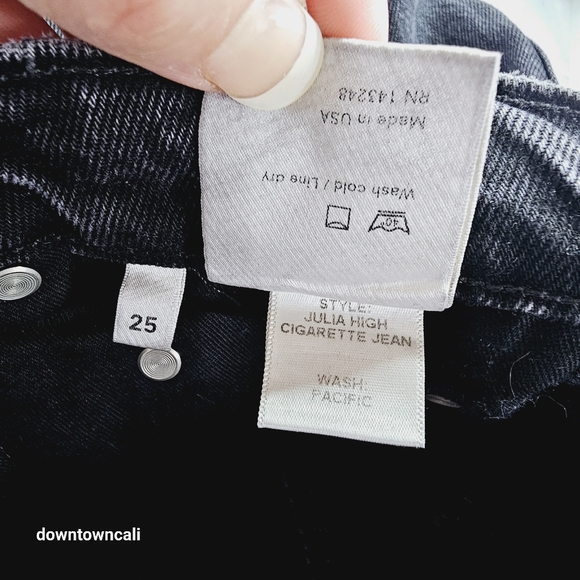 Reformation distressed Julia High Cigarette Jeans High Waist Black Jeans Zip Fly - Picture 7 of 8